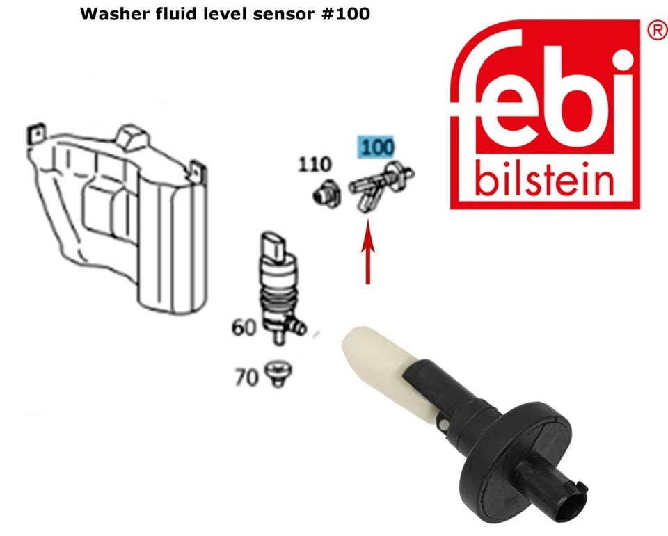 98-12 Mercedes Benz Windshield Washer Fluid Reservoir Level Sensor 220 540 00 45 - Image 1 of 2