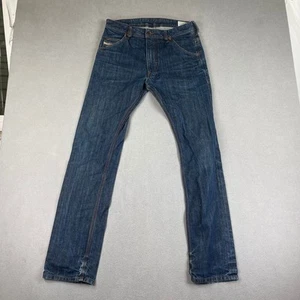 Diesel Krooley Jeans Mens 29x32 Blue Regular Slim Carrot Denim Distressed Repair - Picture 1 of 23