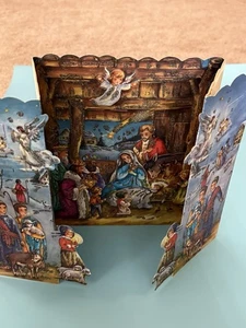 Vtg Christmas Nativity Advent Calendar 3D, 3 way fold out card by Lori Kimmel - Picture 1 of 10