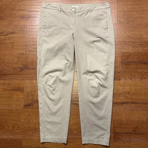 Eileen Fisher Pants Womens L Beige Straight Leg Organic Cotton City Chic Career - Picture 1 of 15