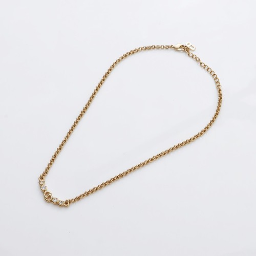 Collana Christian Dior CD logo strass vintage oro WS9093