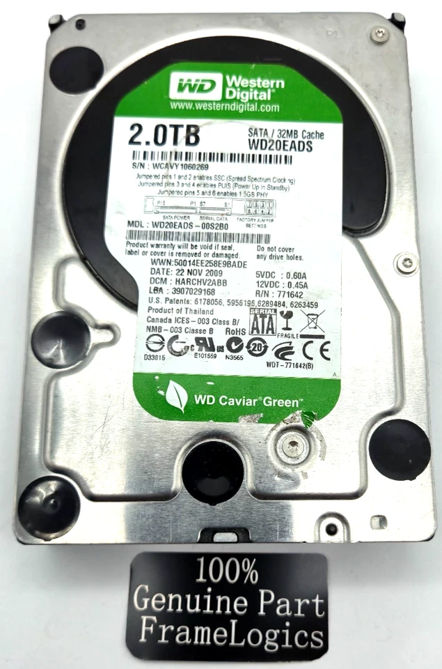 Western Digital WD20EADS-00S2B0 Caviar Green 2TB 3.5" SATA II 7200RPM HD - BAD - Image 1 of 3
