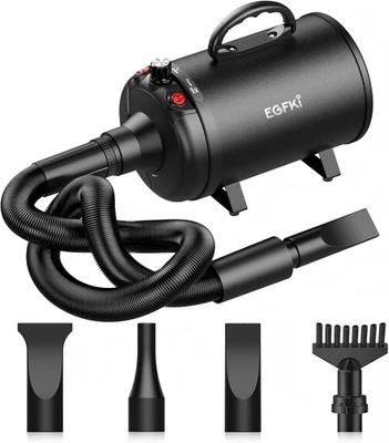 EGFKI Dog-Hair-Dryer, 5.2HP/ 3800W High Velocity Pet Blow Dryer with Heater for Groomi