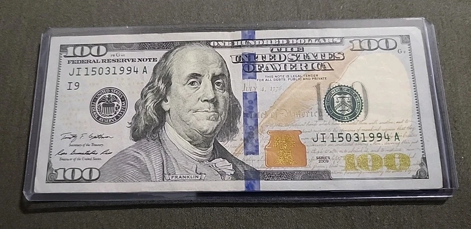 2009  $100 Dollar Serial # JI15031994A MARCH 15, 1994 Birthday Note Circulated - Image 1 of 4