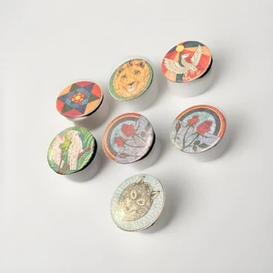 Menge 7 Vintage 1980 Handarbeit Kunst Regenbogen Wolf Adler Löwe Rose Abstrakt - Bild 1 von 8