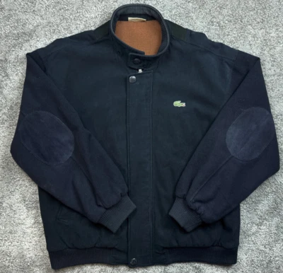 Chaqueta de Colección Lacoste Grande Lana Chemise Azul Codo Parches Bolsillos con Cremallera para Hombres Foto 1 de 4