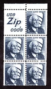 US 1280a (1965) 2c -MNH - booklet pane of 6 -  EFO:  Miscut - Picture 1 of 3