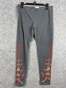 Leggings para mujer JOHNNY WAS Aivita talla mediana gris floral filigrana bordados - Imagen 1 de 9
