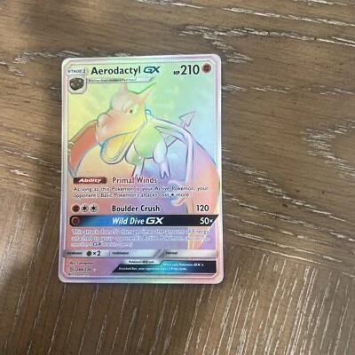 Aerodactyl GX 224/236 -  Unified Minds - Rainbow Secret Rare - Near Mint - Image 1 of 2