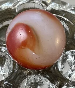 85/128 RED, BROWN & OPAQUE WHITE SHOOTER MARBLE SMOOTH - Picture 1 of 9