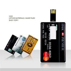 Credit Card Model USB 2.0 Flash Bank 256GB Mass Storage Memory Stick Thumb Drive