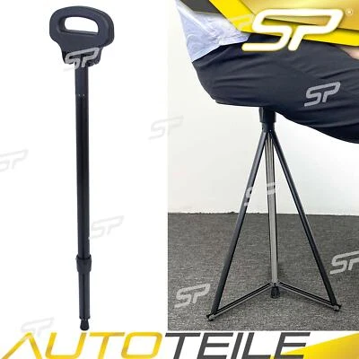 Gehstock Wanderstock Schwarz Klappbar Faltbar mit Sitz Stuhl für Camping Wandern - Bild 1 von 4