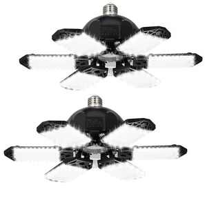 2 Pack LED Garage Light Deformable Super Bright Workshop Ceiling Light Bulb C5V4 - Picture 1 of 12