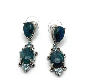 Gemmy Chrysocolla Gemstone Studded Earrings In 925 Silver For Women - Picture 1 of 3