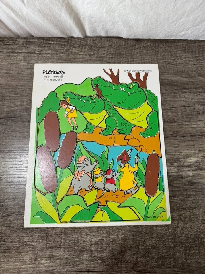 Vintage Disney The Rescuers Playskool 19 Piece Wooden Tray Puzzle, 375-04 - Image 1 of 1