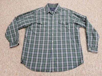 Camisa Polo Deportiva Ralph Lauren Hombres XL Verde A Cuadros Abotonada Manga Larga Deportista Foto 1 de 4