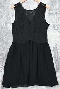 NWT! BCBGeneration Black Sleeveless Lined Dress,Lace Bodice, Chiffon Sz 12 - Picture 1 of 11