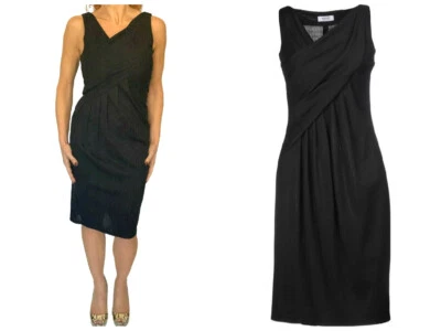 Vestido Vaina Moschino Vintage Barato y Chic Negro Envolvente Plisado Sin Mangas S LBD Foto 1 de 4