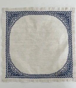 VTG Cross Stitch Completed Table Topper Scarf Tapestry Handmade Finished Linen - Picture 1 of 10