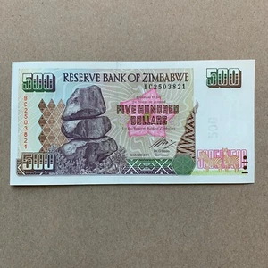 Zimbabwe $500 Banknote Currency Chiremba Balancing Rock Banknote. Pink Flower - Picture 1 of 2