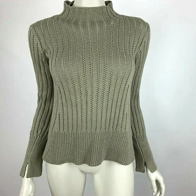 INHABIT Suéter Grueso Algodón Manga Larga Tejido Pullover Verde Mujer Pequeño $360 Foto 1 de 4