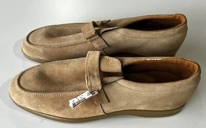 Sport Steps Herren Größe 11 EE Beige Hellbraun Wildleder Slipper Halbschuhe Schuhe Brandneu Vintage - Bild 1 von 10