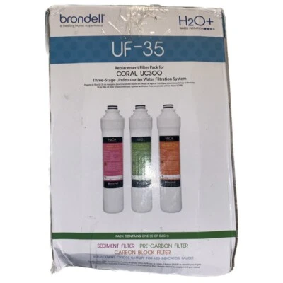Brondell H2O+ Water Filtration Set, UF-35 Repl Filter Set for Coral UC300 3PK - Image 1 of 4
