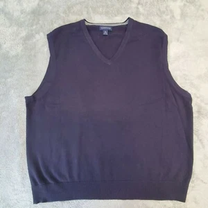 Chaleco Suéter Lands' End Para Hombres XL 46-48 Azul Oscuro Algodón Cuello en V Pullover Suave - Imagen 1 de 7