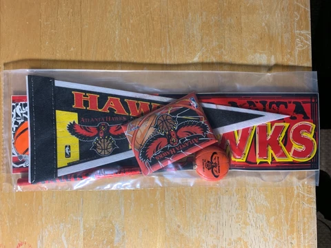 1997-1998 Atlanta Hawks Fan Club Prize Bundle Mini Pennant Pencil Magnet Sticker Cover