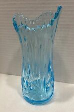 Westmoreland Glass 7” Aquamarine Roselin Blue Iridescent Vase Wild Flowers