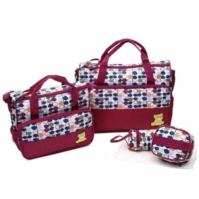 GENERIC 5-teiliges Baby Windel Wickeltasche Set Windeltaschen Schultertasche Mama Tasche rot