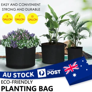 Pack of 5/10 Fabric Grow Pots Breathable Planter Bags 3/5/7/10 Gallon Bags AU - Picture 1 of 16