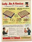 1956 Wonder Rolls Brown n Serve art Vintage Print Ad Wonder Bread
