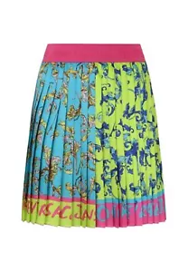 NUEVO CON ETIQUETAS VERSACE JEANS COUTURE MINIFALDA PLISADA MULTICOLOR BARROCA 78HAE8P0 NS637 - Imagen 1 de 6