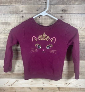 Garanimals Maroon Princess Cat Girls 5T Sweatshirt Long Sleeve Tiara Kitten Top - Picture 1 of 3