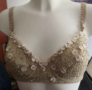 NEW La Perla silk Bra with embroided pearls, limited edition US 12 UK 16 IT 48 