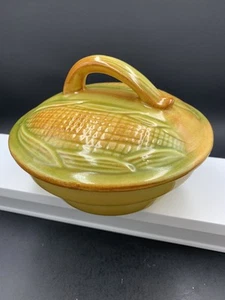 Vintage MCM Pottery Calif USA Covered Corn Decorated Casserole Dish - Picture 1 of 8
