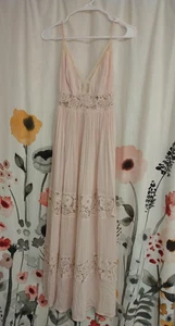 Forever 21 light pink flowy lace boho cami strap fairy dress size small AS IS - Picture 1 of 13