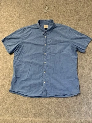 L.L. Bean Shirt Mens XXL Blue Seersucker Short Sleeve Slightly Fitted Organic - Image 1 of 4
