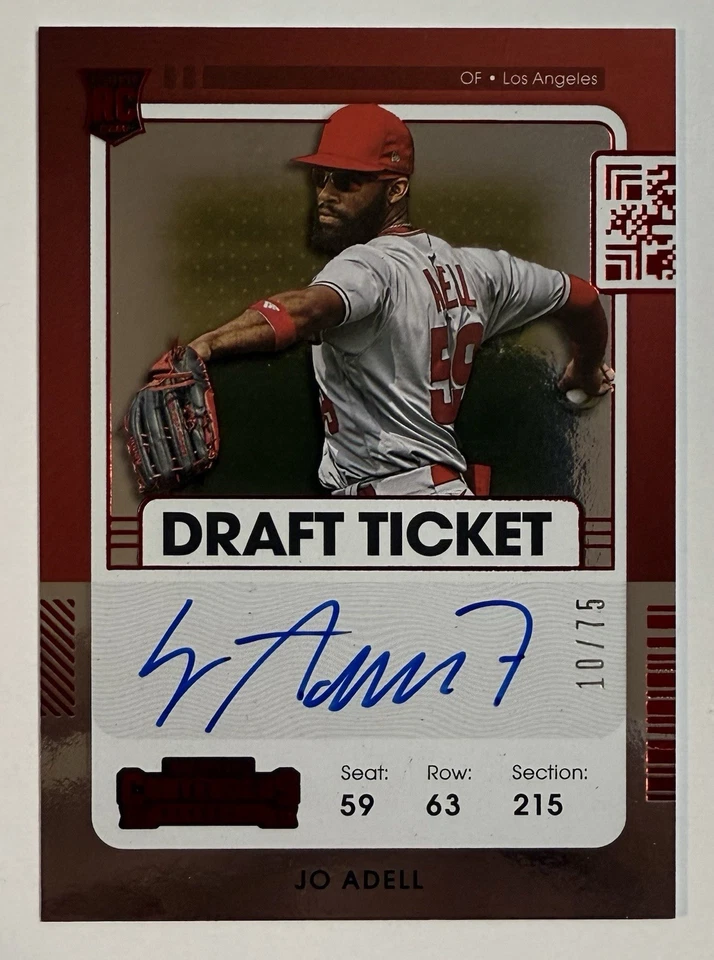 Jo Adell 2021 Panini Contenders Draft Ticket Red Rookie Auto #d 10/75 #121 - Image 1 of 2