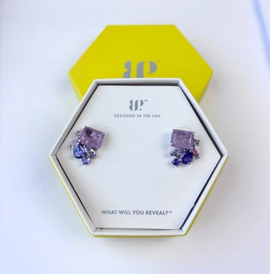 Bomb Party A Symphony Of Gems ER76545 Earrings Amethyst & Rose Quartz- Rhodium - Image 1 of 4