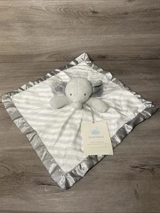 Cloud Island Gray Elephant Lovey Striped Satin Security Blanket Target NWT 14” - Afbeelding 1 van 8