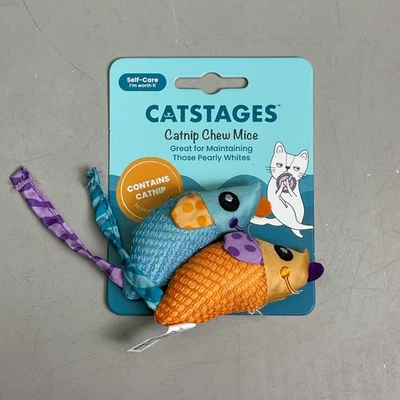 PETSTAGES Catnip Chew Mice Catstages Dental Orang & Blue 327 - Image 1 of 4
