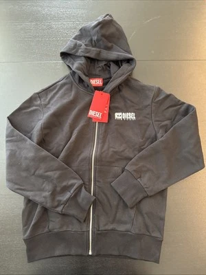 Moletom com capuz Diesel infantil zíper completo tamanho 12Y - Preto  - Imagem 1 de 4