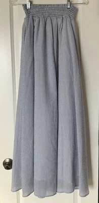 Agnes & Dora Woven Ball Skirt Size XS NWT BLUE AND WHITE STRIPE - Image 1 of 3