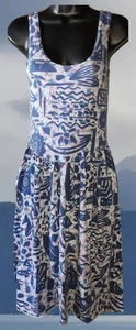 Funky! Vestido de verano tejido cómodo abstracto vintage de los años 80 de "Transaction" talla mediana - Imagen 1 de 3