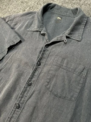 VTG REI Co Op Shirt Hemp Organic Cotton Loop Collar Blue Camp Hawaiian Outdoors - Image 1 of 4