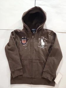 POLO Ralph Lauren Kids Brown Big White Pony Hoodie NWT - Picture 1 of 8
