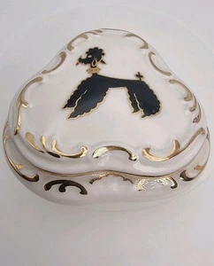 Vintage Schmuckkästchen Royal Porzellan Bavaria Germany #21 Schwarz Pudel Design - Bild 1 von 10