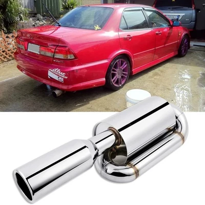 For Honda Accord Euro R Twin Loop Exhaust Muffler 2.5" In 4.0" Pipe Tip Polished Foto 1 de 4